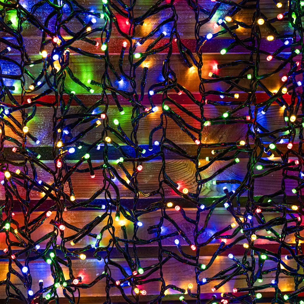 The Christmas Centre 2000 Multicoloured LED Multifunction Green Cable Cluster Light 30m Image 4