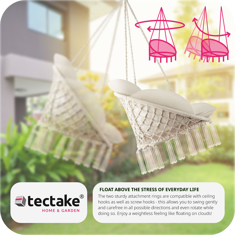 tectake Samira Beige Swing Chair with Thick Seat Cushion Image 3