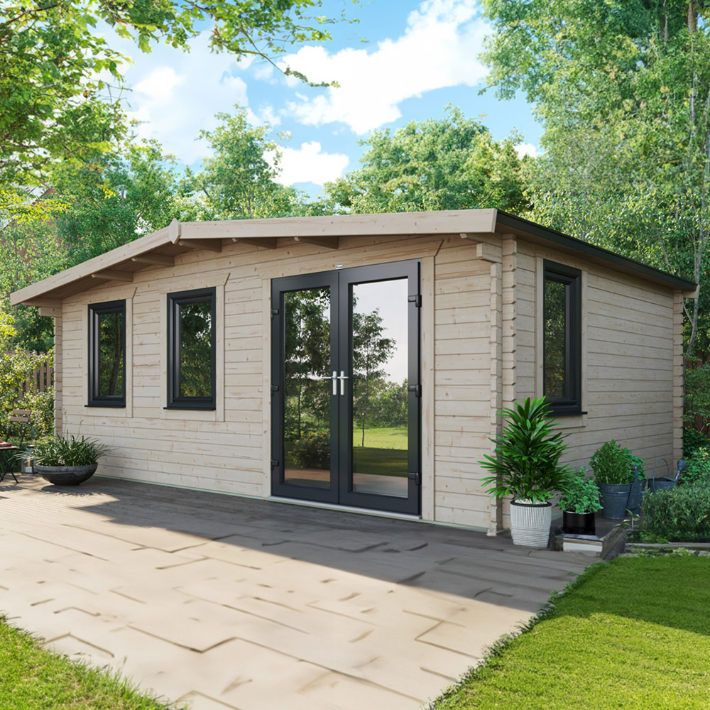 Power Sheds 14 x 20ft Right Double Door Chalet Log Cabin Image 2