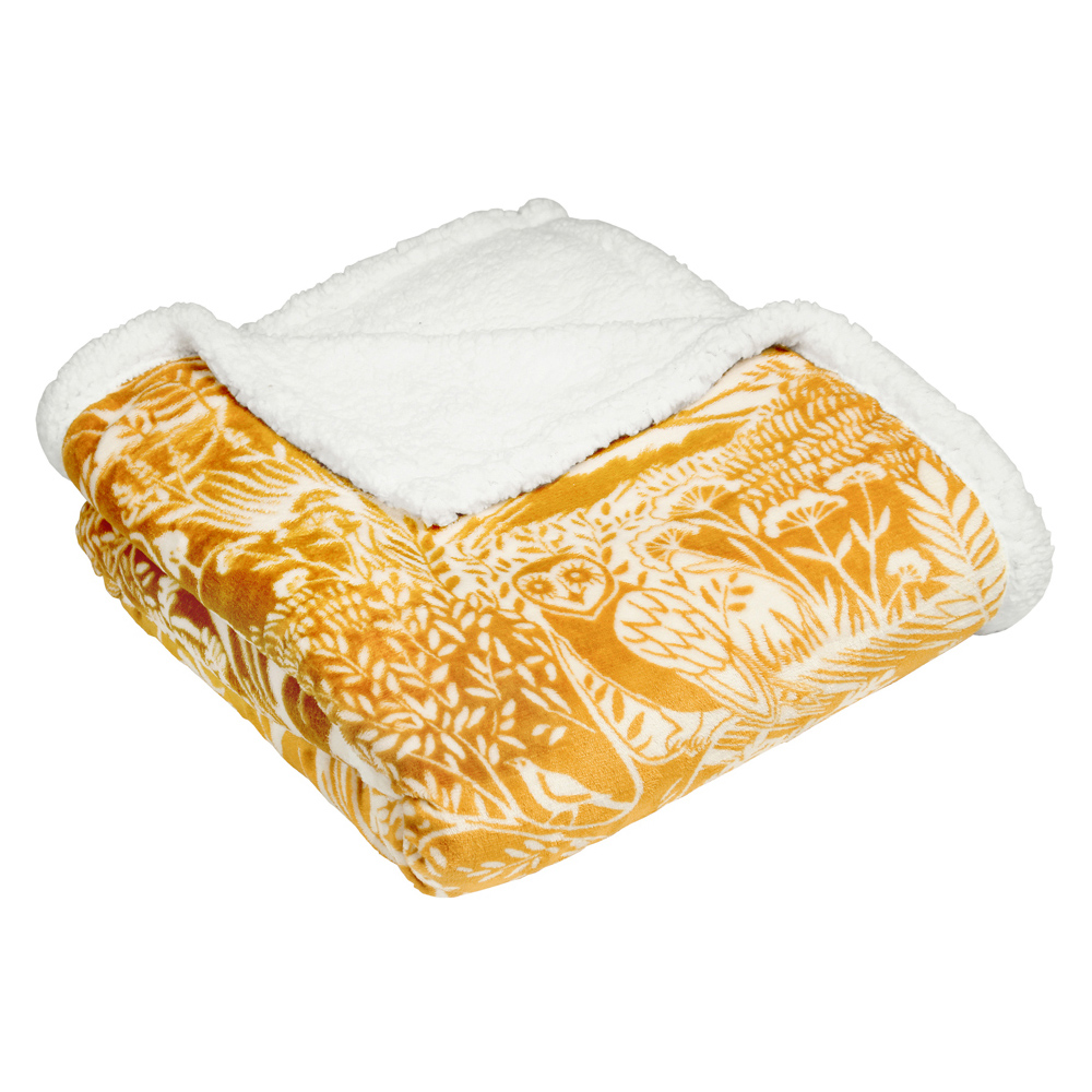 furn. Winter Ochre Woods Fleece Throw 130 x 150cm Image 1