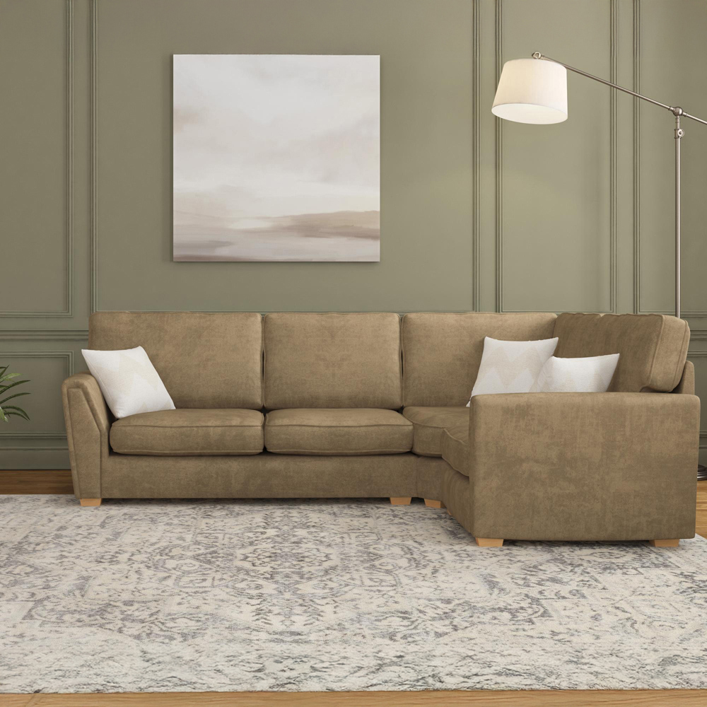 Wendleberry 3 Seater Mink Plush Velvet Fixed Back Right Hand Corner Sofa Image 5