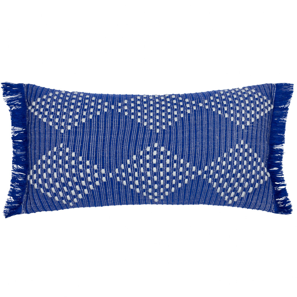 furn. Kadie Cobalt Woven Cushion 30 x 70cm Image 1