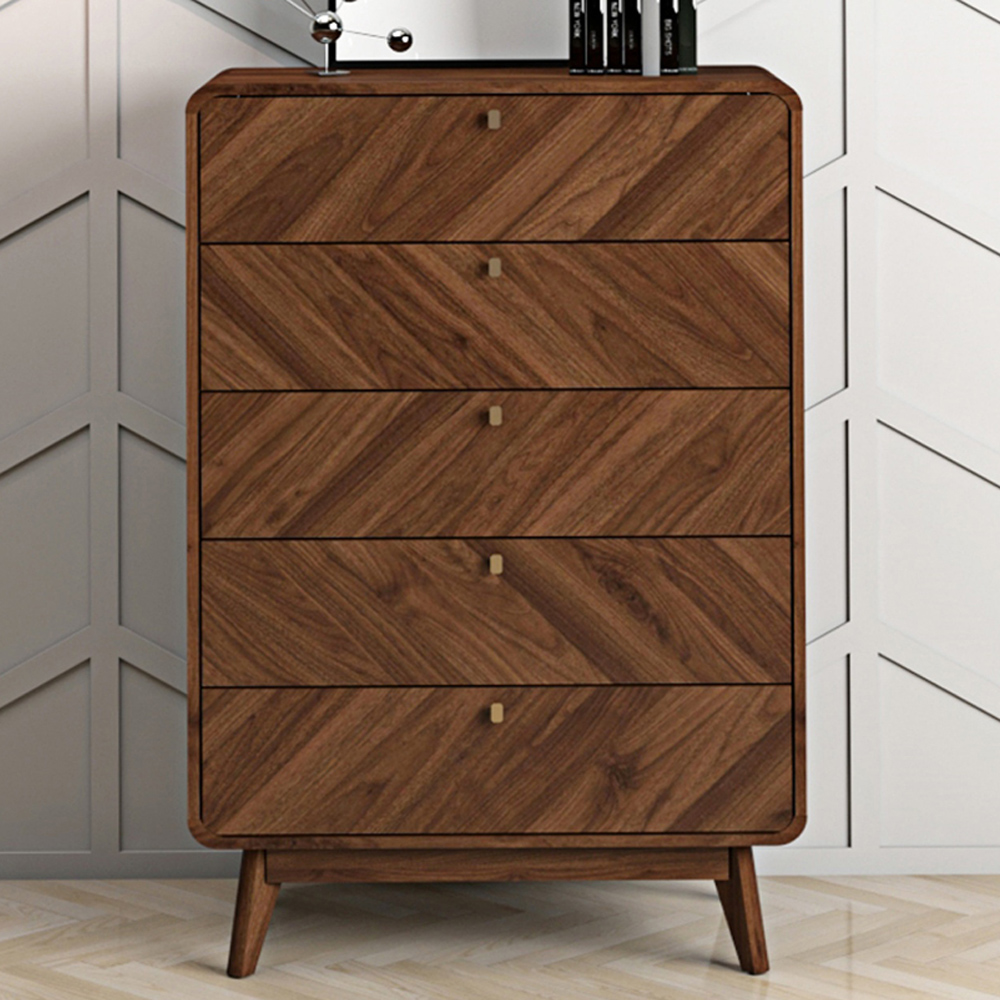 Kudl LV44 5 Drawer Columbian Walnut Chest of Drawers Image 1