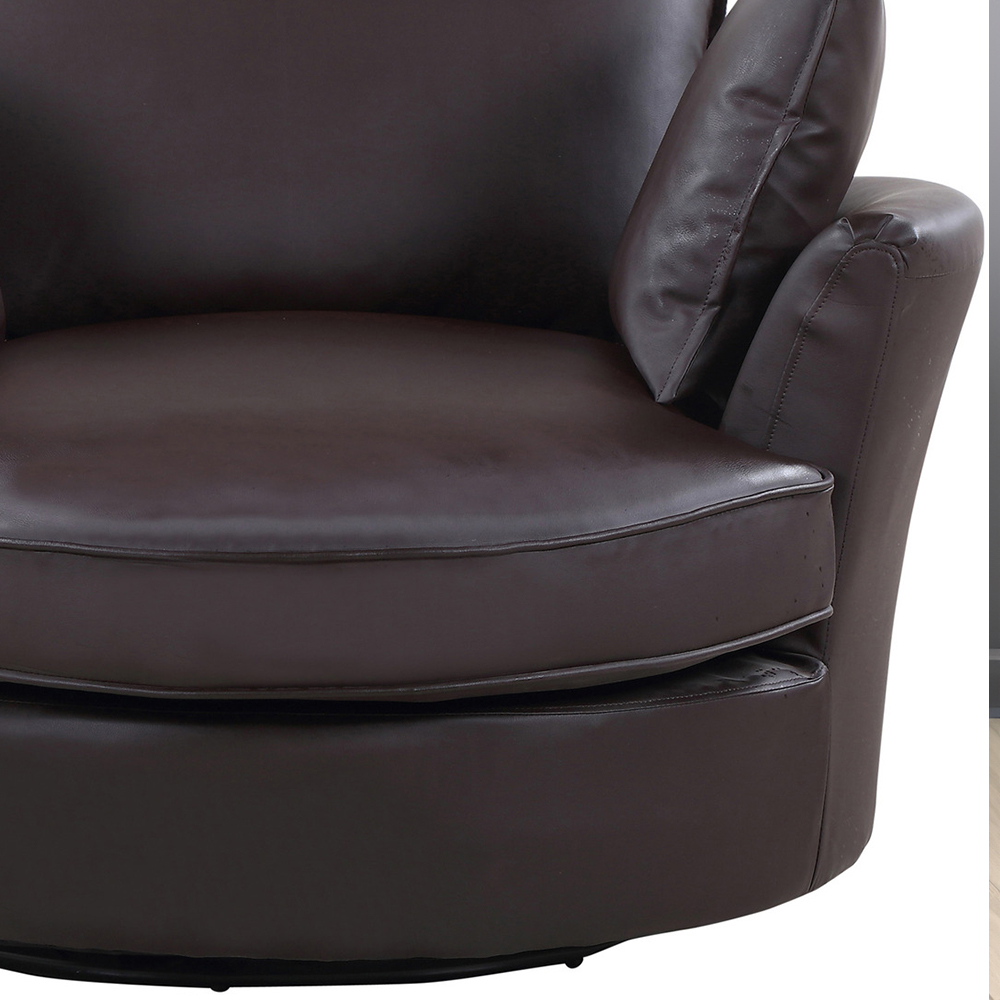 Fairburn Brown Bonded Leather Swivel Cuddle Chair Image 4