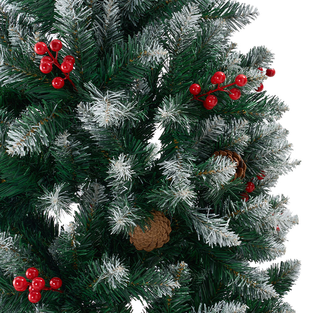 Living and Home Pine Cones and Red Berries Snow Flocked Artificial Christmas Tree 5.9ft Image 3
