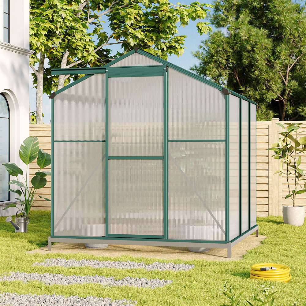 Living and Home Aluminium Frame 6 x 6ft Greenhouse with Base Image 6