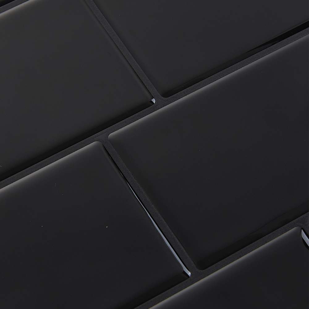 Living and Home Brick Effect Black Rectangle Self Adhesive Wall Sticker 10 Pack Image 5
