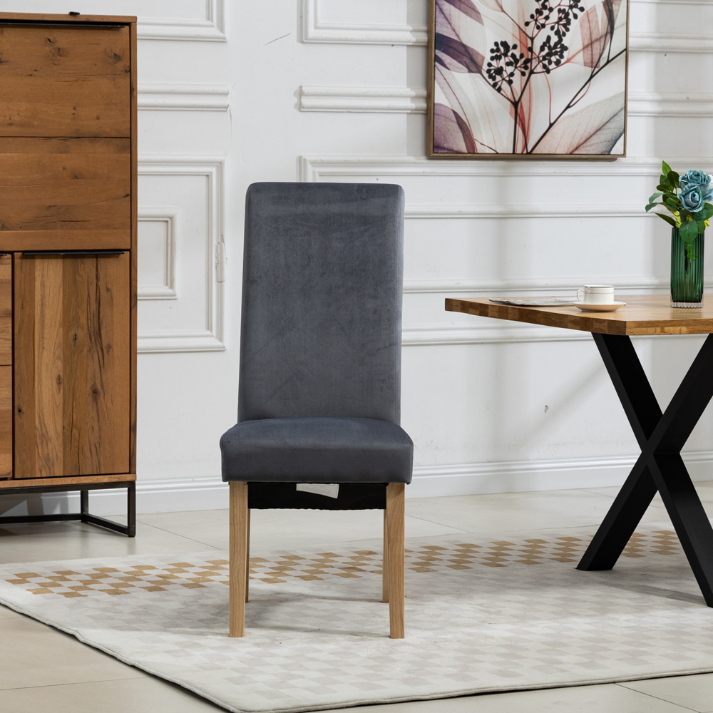 Artemis Home Rimini Set of 2 Grey Velvet Fabric Dining Chair Image 2