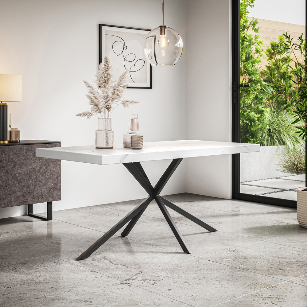 Furniture Online Donni 6 Seater Dining Table White Marble Effect Image 5