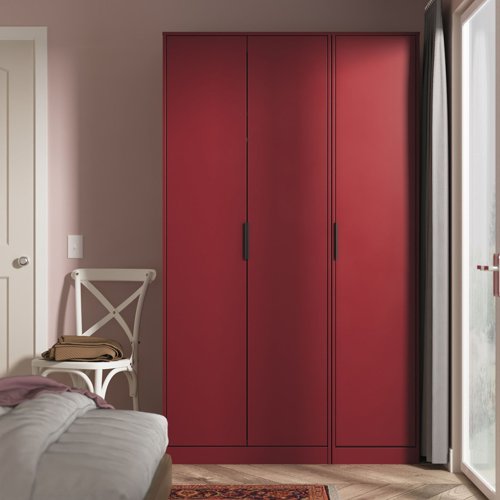 Crowndale Hong Kong 3 Door Red Matt Tall Wardrobe Ready Assembled Image 9