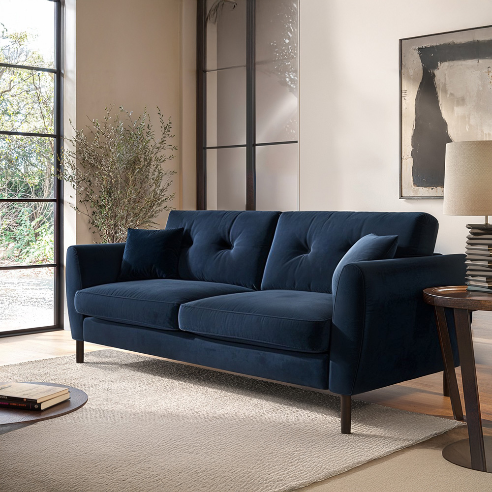 Solace+Co Ellison 3 Seater Navy Velvet Sofa Image 4