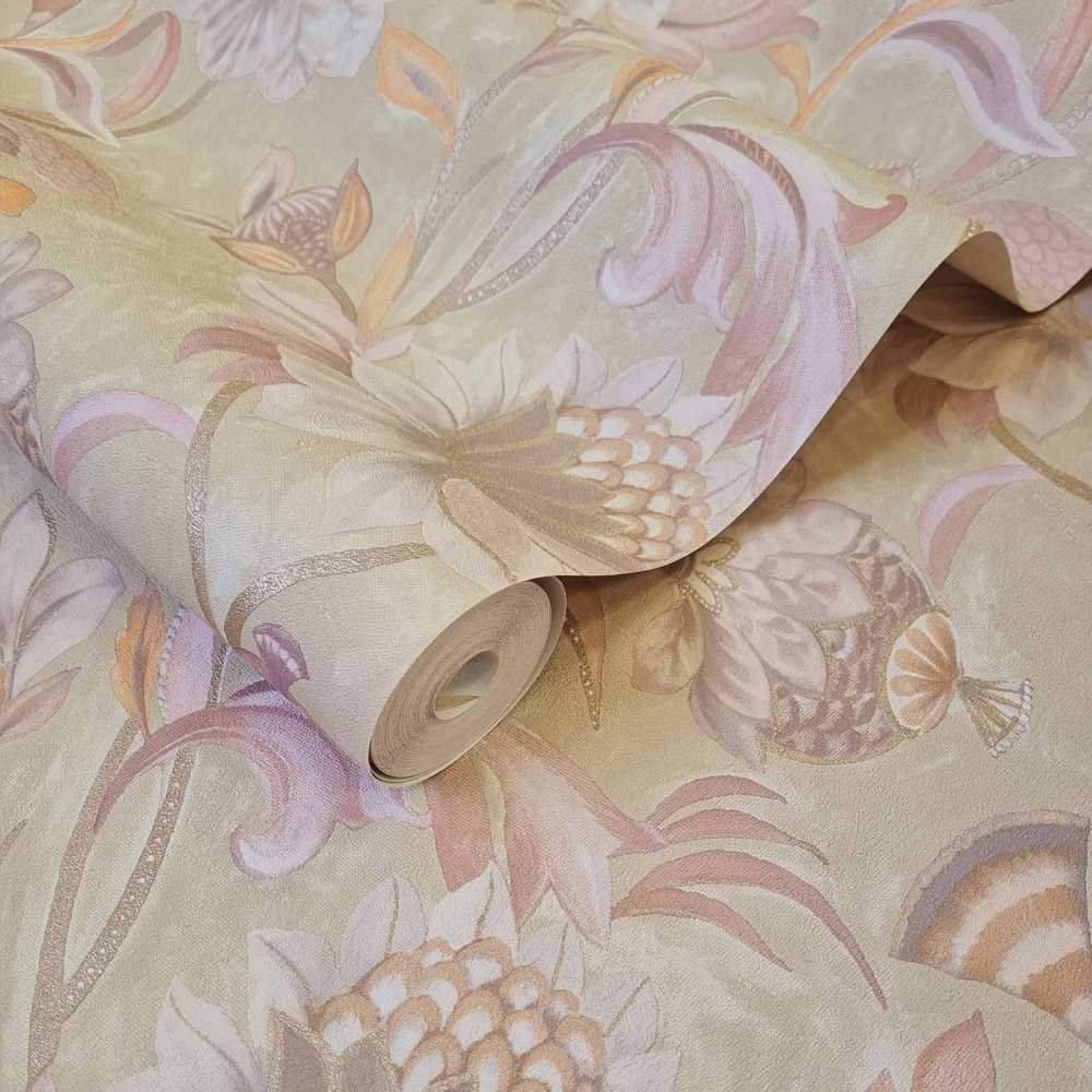 Holden Cecelia Jacobean Blush Coral Wallpaper Image 2