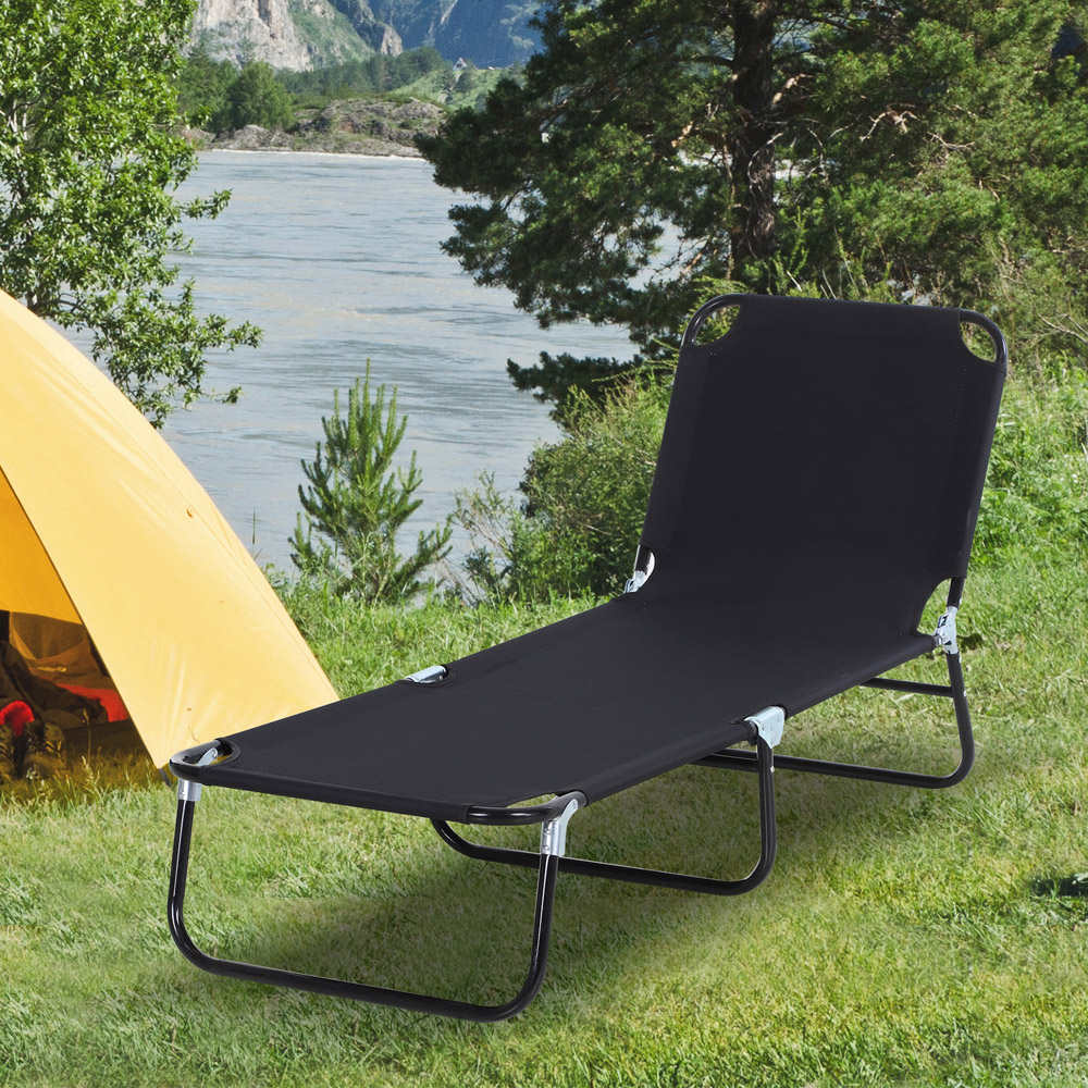 Outsunny Black Portable Reclining Sun Lounger Image 8