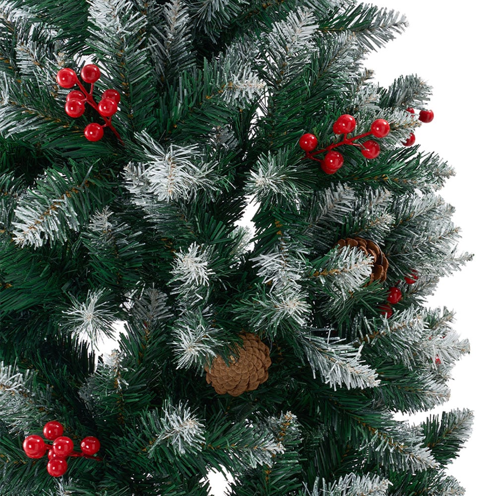 Living and Home Pine Cones and Red Berries Snow Flocked Artificial Christmas Tree 6.8ft Image 4