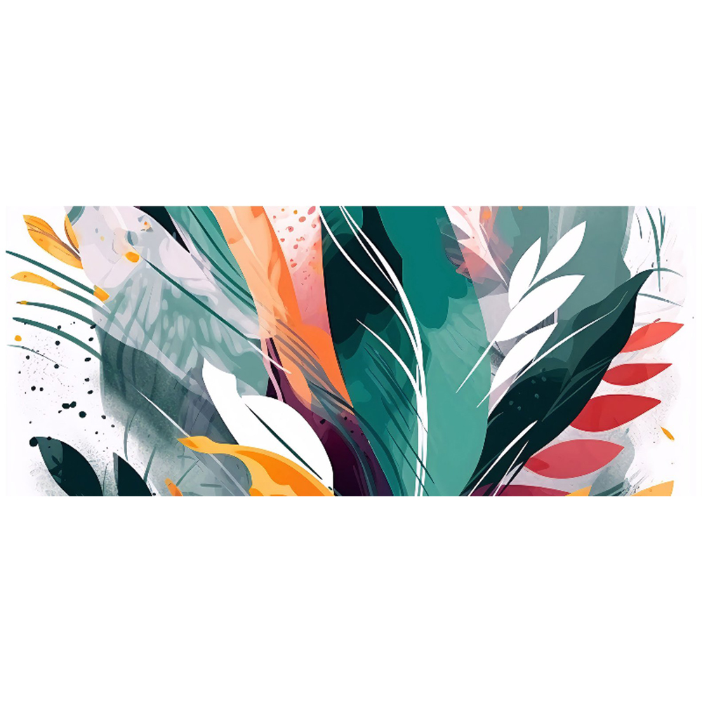 Warren Reed Designer Coloured Abstract Feather Leaves Glass Bathroom Splashback 25 x 60cm Image 2
