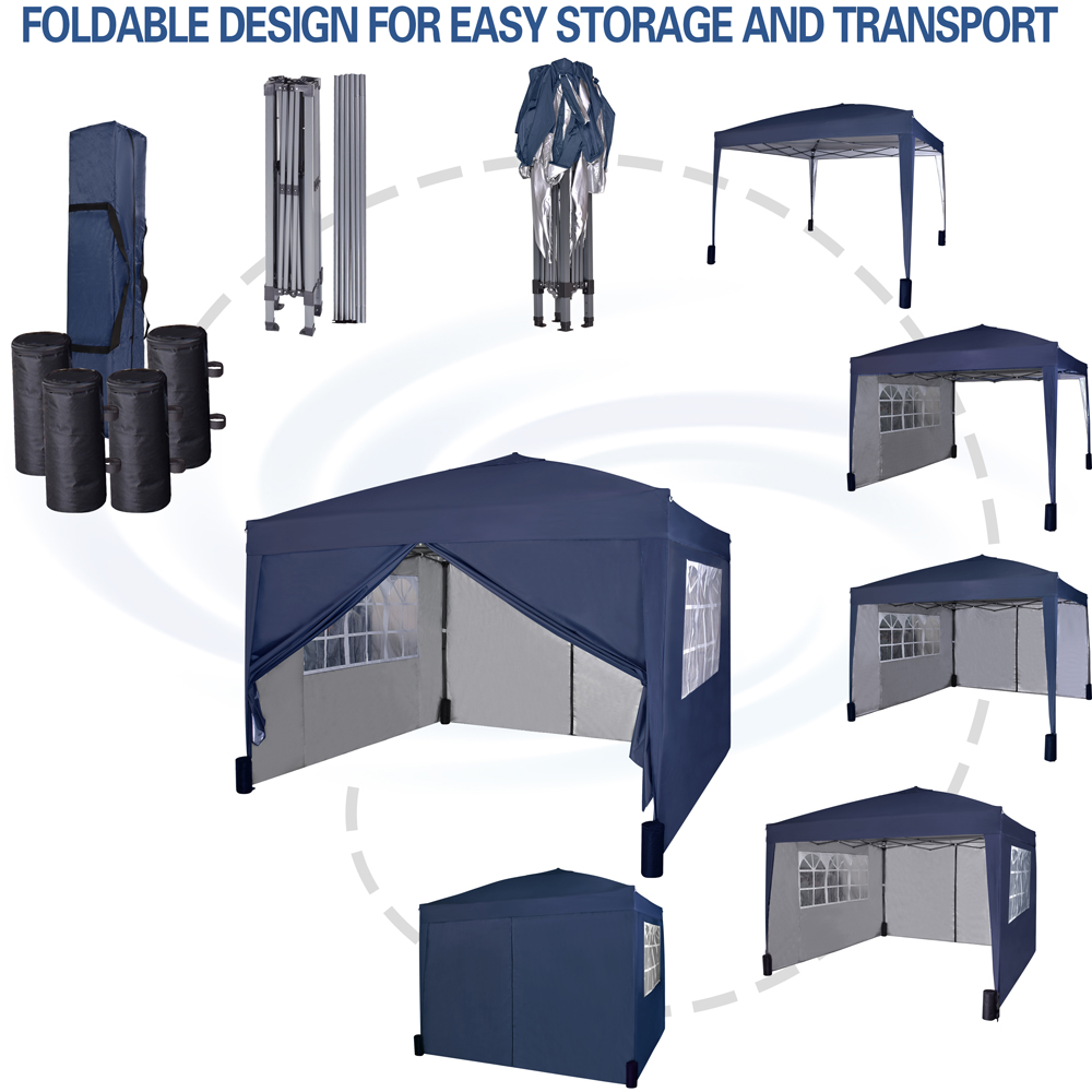 Blue Pop Up Outdoor Canopy Tent with Removable Sidewalls 3 x 3m Image 7