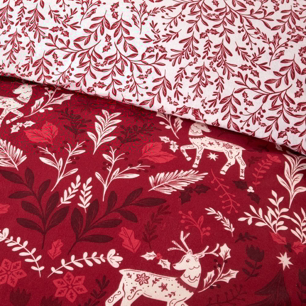 Folklore Stag Duvet Set - Red and White / King Image 2