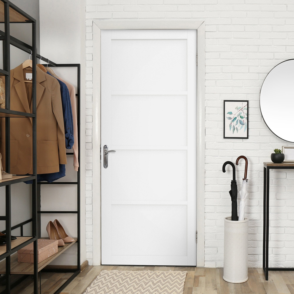 White Primed Studio Industrial 4 Panel Solid Door 1981 x 762 x 35mm Image 2