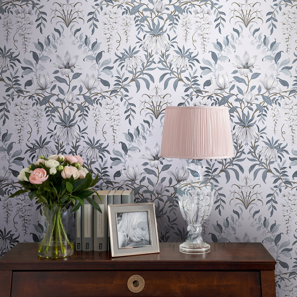 Laura Ashley Parterre Off White and Seaspray Wallpaper Image 3