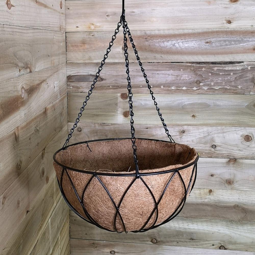 Samuel Alexander Black Lattice Wall Hanging Basket 35cm Image 2