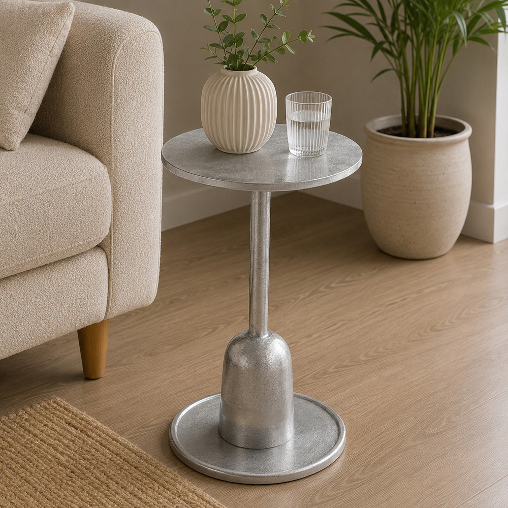 Premier Housewares Silver Finish Side Table Image 3