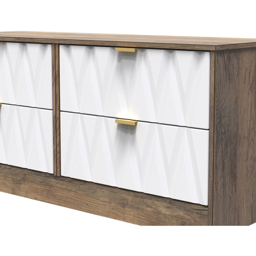 Crowndale Las Vegas 4 Drawer Matt White and Vintage Oak Chest of Drawers Ready Assembled Image 5