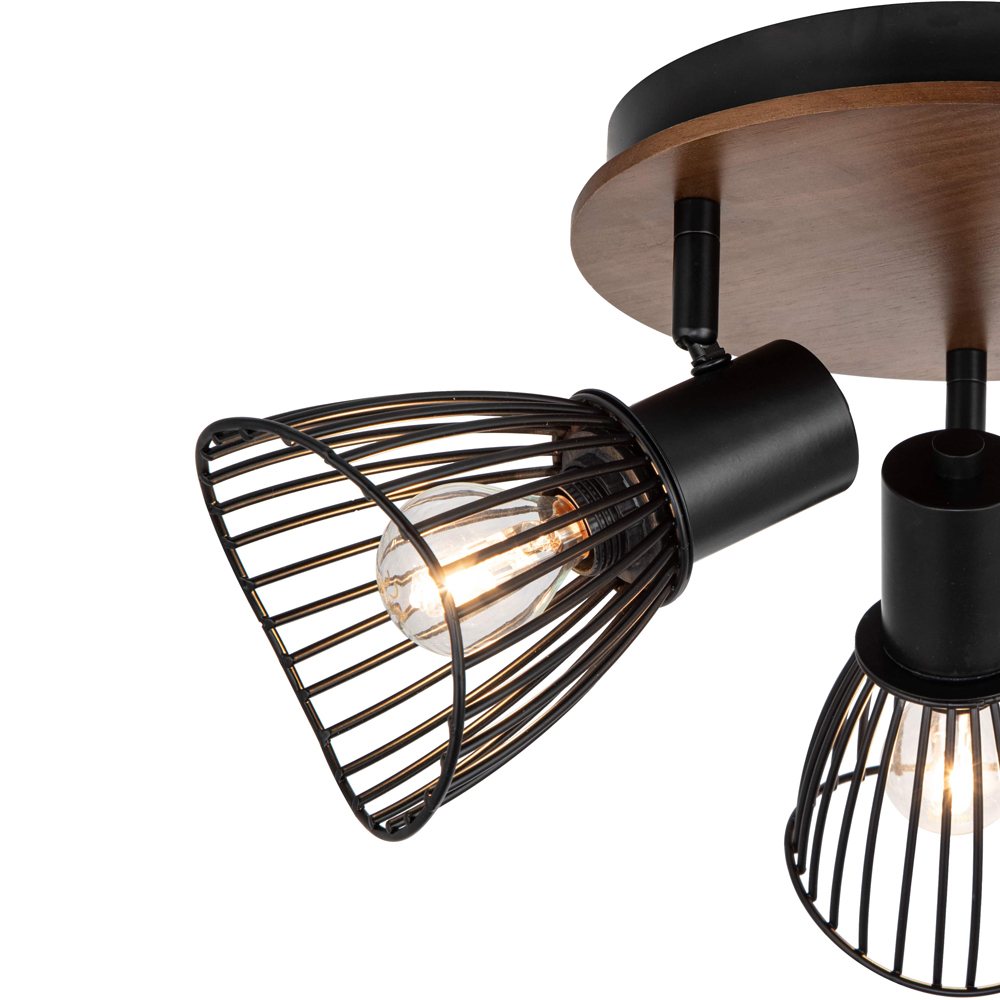 Cosylyte Hadley Matt Black 3 Light Wire Shade Spotlight Image 4