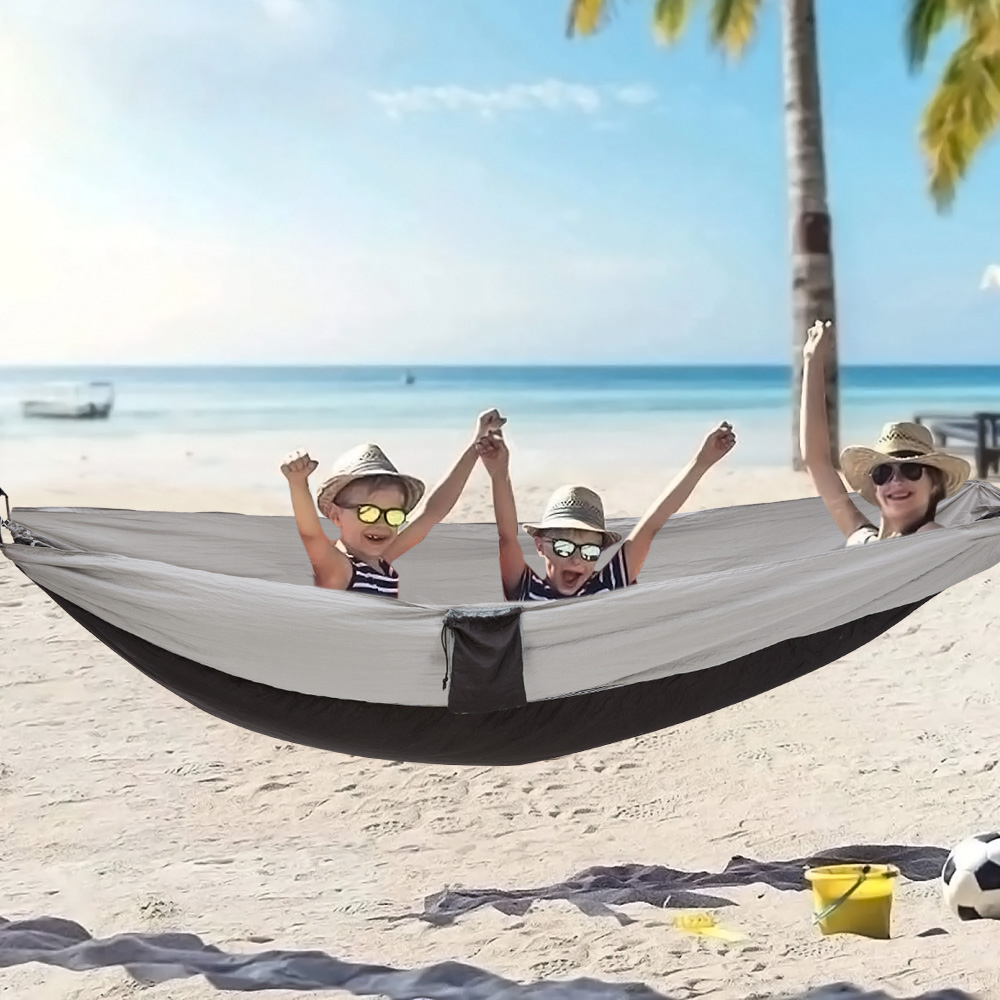 Living and Home Black Nylon Portable Outdoor Hammock Image 7