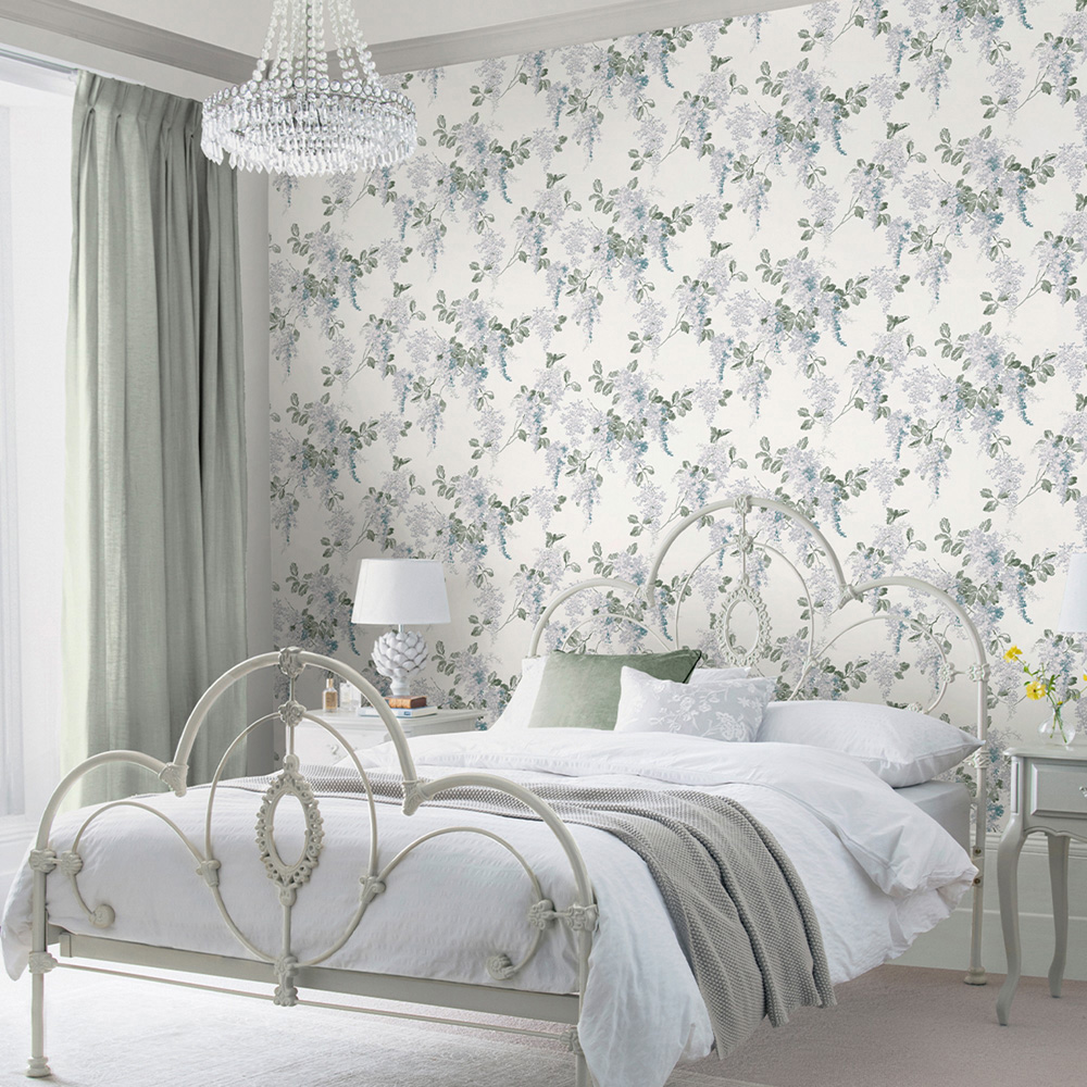 Laura Ashley Mirabelle Pale Seaspray Wallpaper Image 3