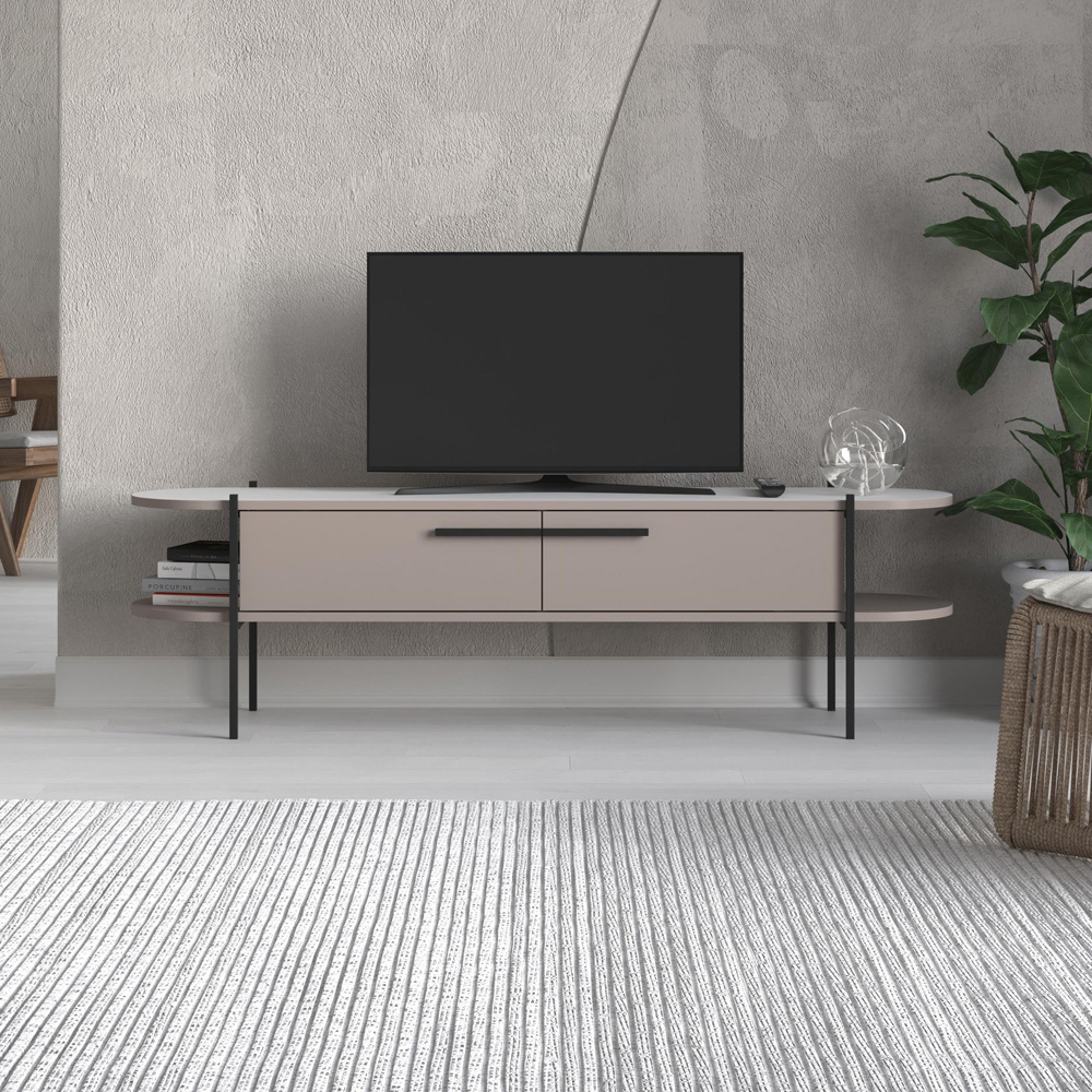 Decortie Otis 2 Door 2 Shelf Light Mocha TV Stand Image 6