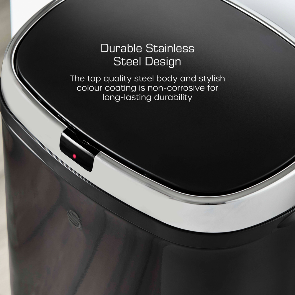 Swan Black Square Sensor Bin 42L Image 5