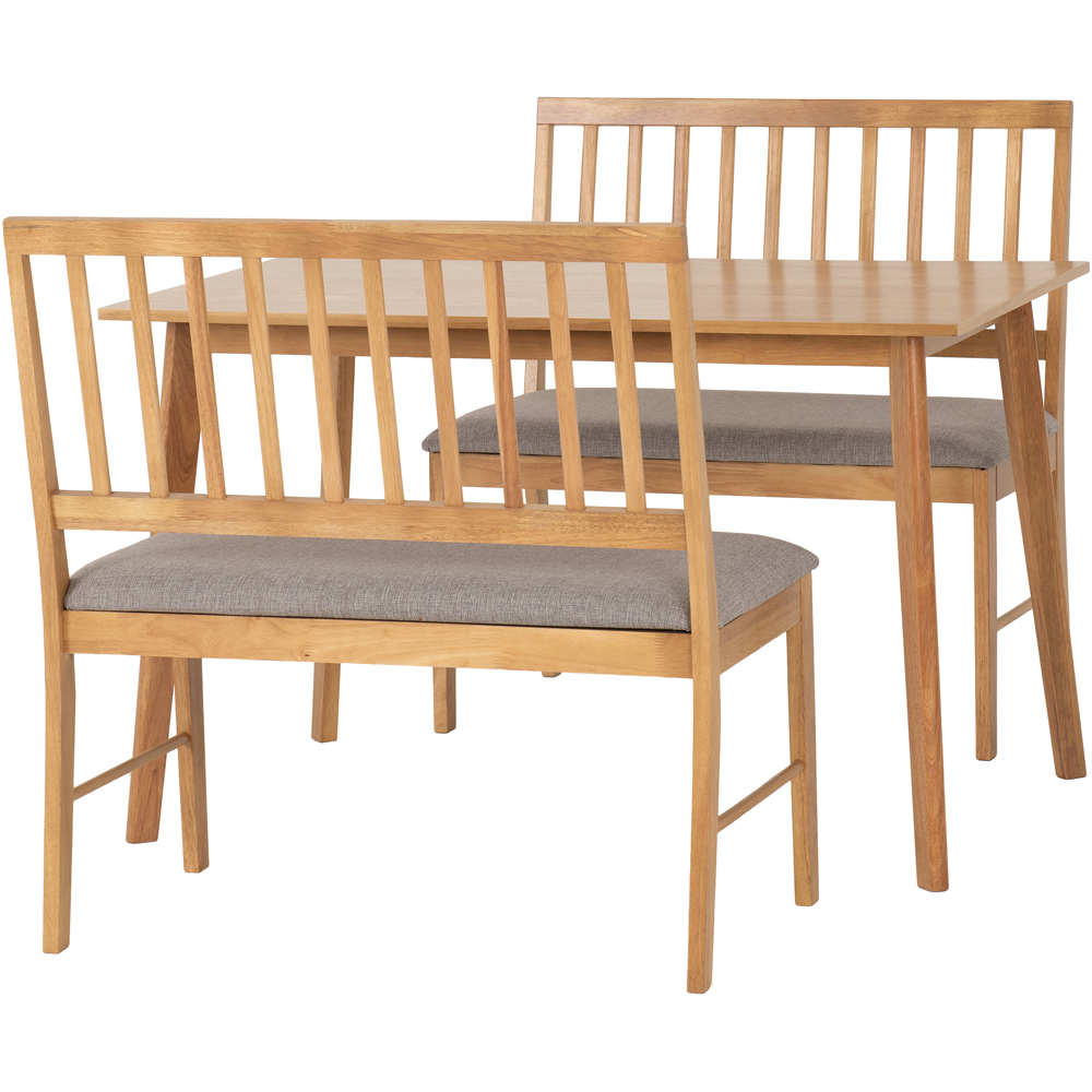 Seconique Austin Oak Effect 4 Seater Dining Table with Benches Grey Image 2