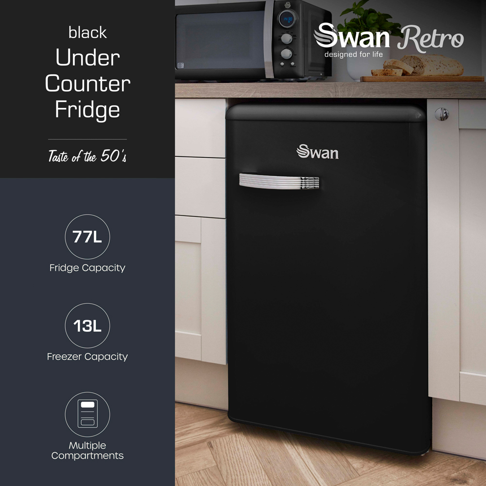 Swan Retro SR11035BNE Black 90L Under Counter Fridge Image 2