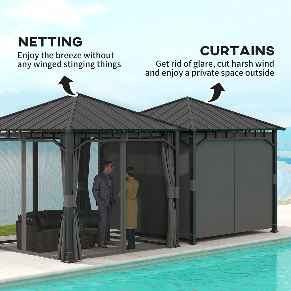 Outsunny 3 x 3m Black Galvanised Steel Hardtop Gazebo Image 7
