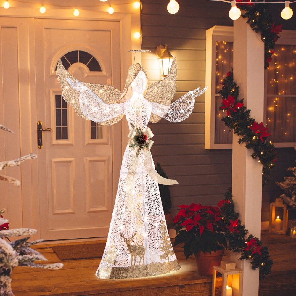 Costway 100 LED Lighted Angel Christmas Decoration 4.9ft Image 4