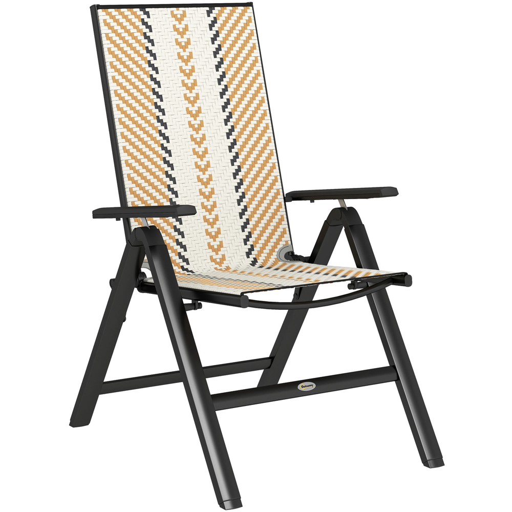 Outsunny Orange Rattan 5 Position Adjustable Folding Garden Chair Image 2