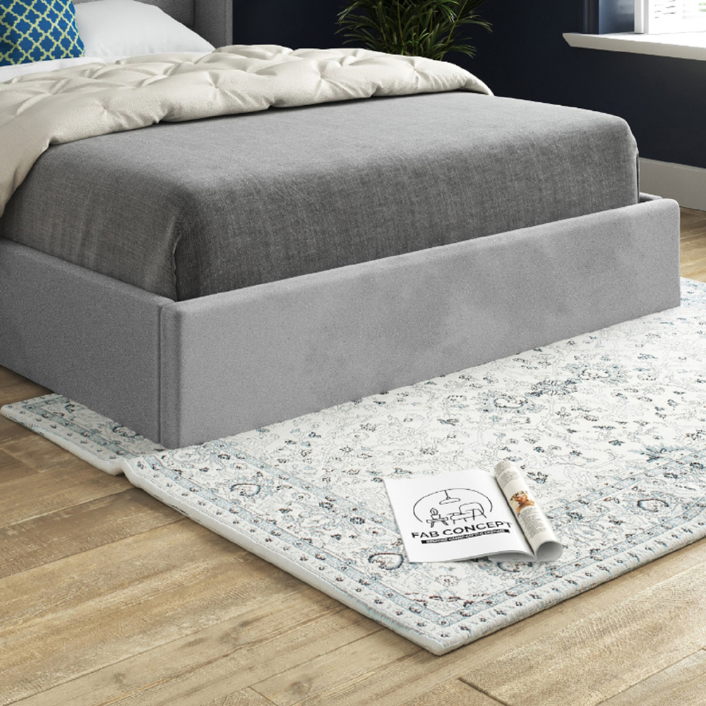 Quanta King Size Grey Soft Velvet Upholstered Bed Frame with Straight Winged Headboard Image 4