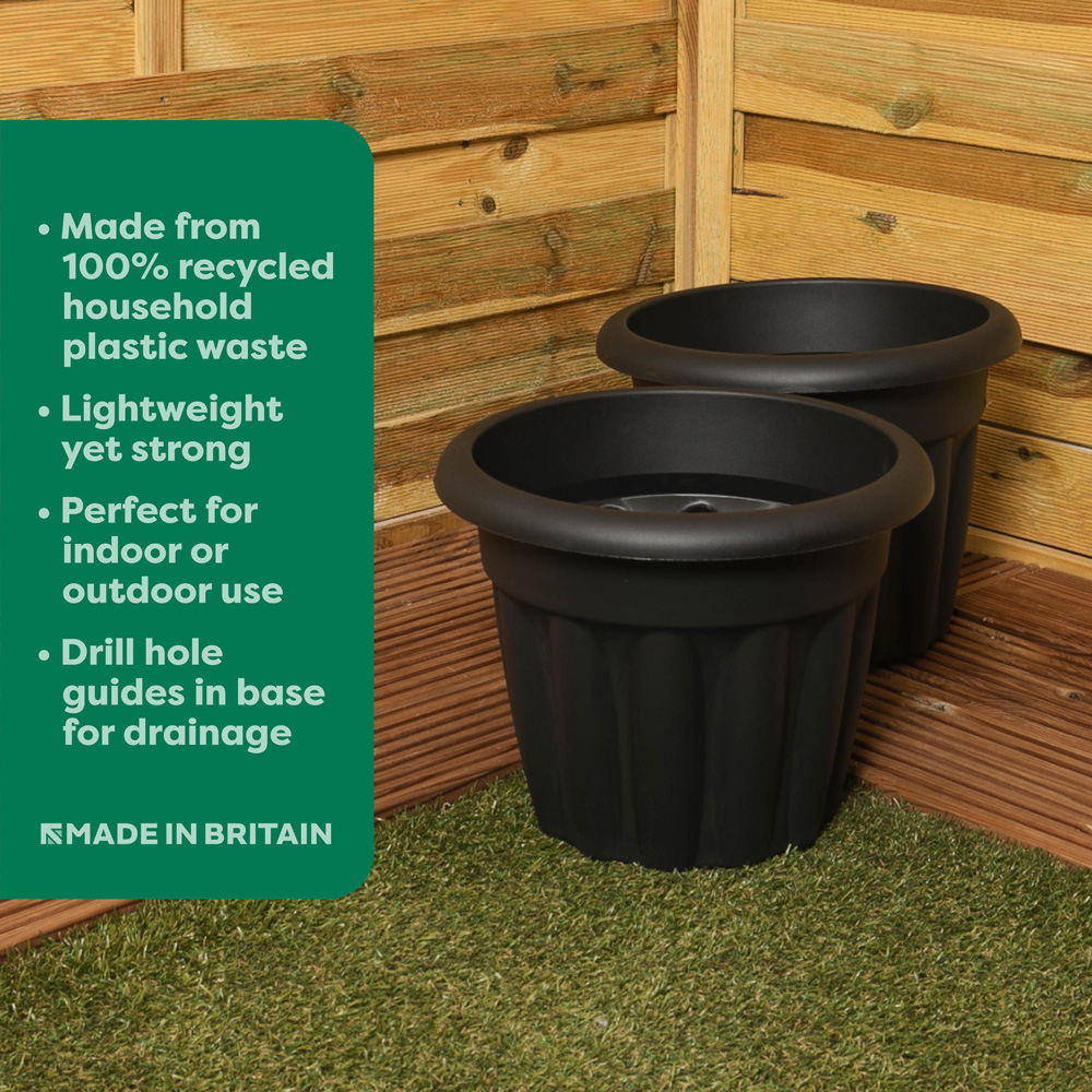 Wham Vista Slate Round Planter 33cm 4 Pack Image 4
