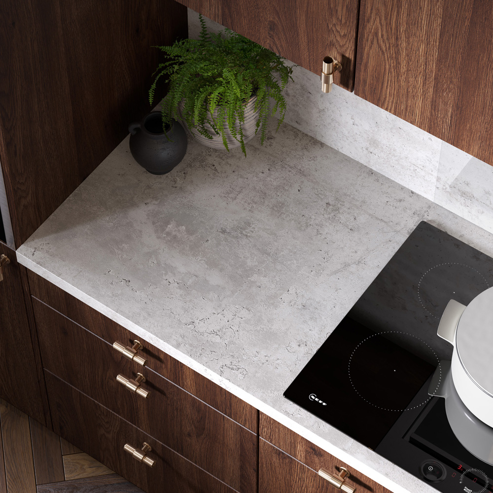 Omega Modern Cement Effect Laminate Square Edge Breakfast Bar 4100 x 900 x 38mm Image 4