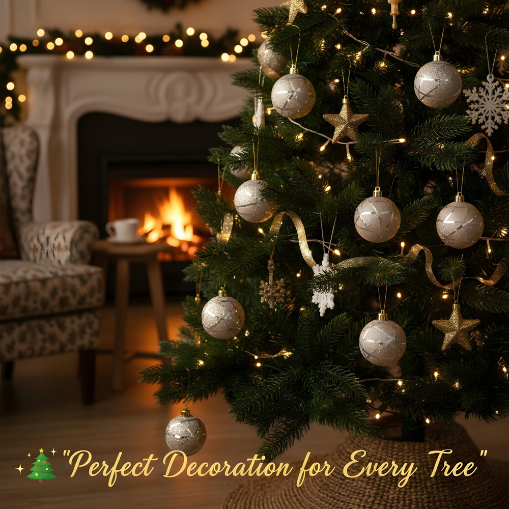 Shatchi Silver Glittered Soft Foam Shatterproof Bauble 12 Pack Image 6