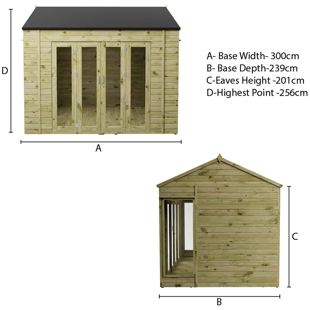 Mercia 10 x 8ft Double Door Vermont Summerhouse Image 9