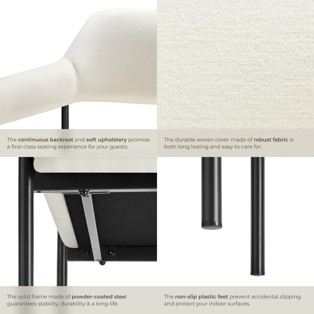 tectake Doe Set of 6 Cream Woven Fabric Armchair Image 5