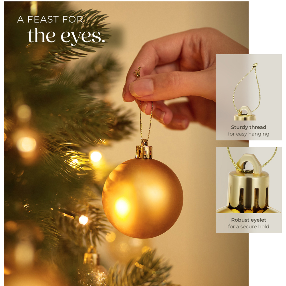 tectake White and Gold Christmas Baubles 24 Pack Image 3