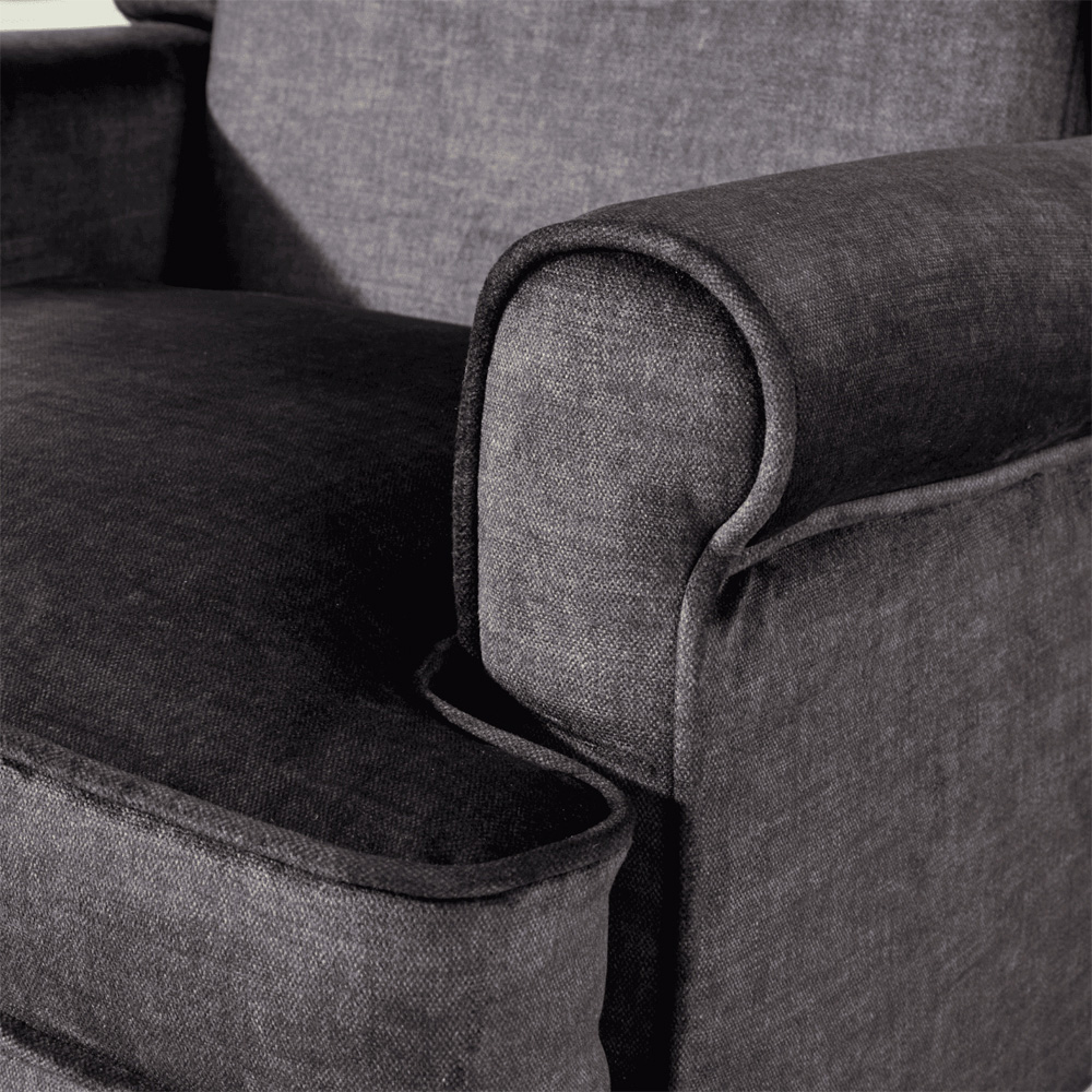 Home Source Helena Charcoal Wingback Armchair with Wooden Legs Image 3