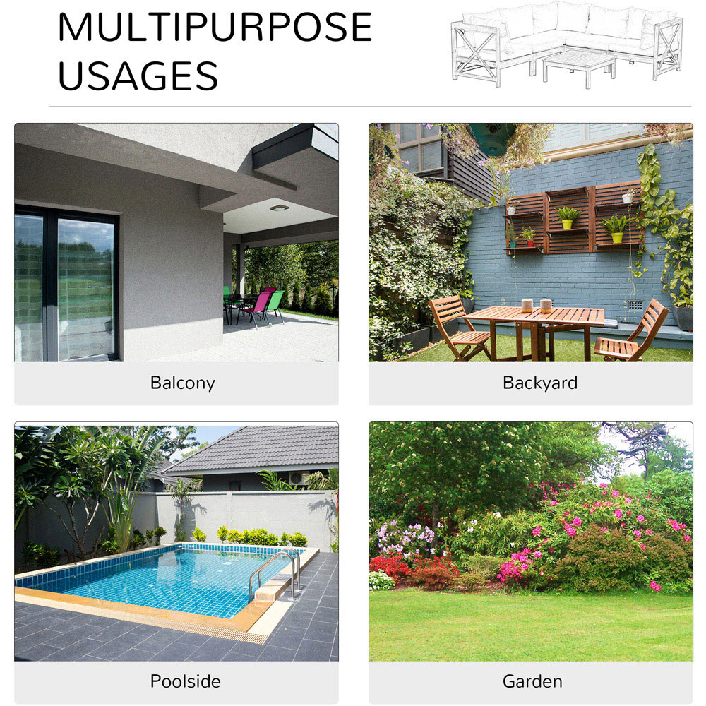 Outsunny 4 Seater Cream White Acacia Wood Garden Sofa Set Image 6