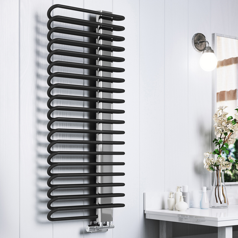 Terma Michelle 2459BTU Metallic Black and Chrome Heated Towel Rail 1200 x 500mm Image 6