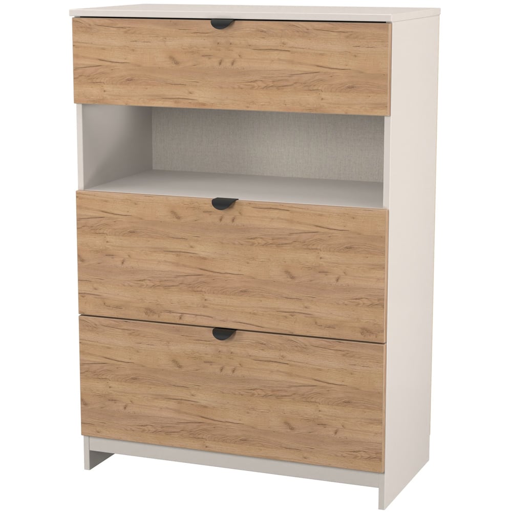 Crowndale Bora 3 Drawer Single Shelf Gold Oak and Kashmir Storage Unit Image 4
