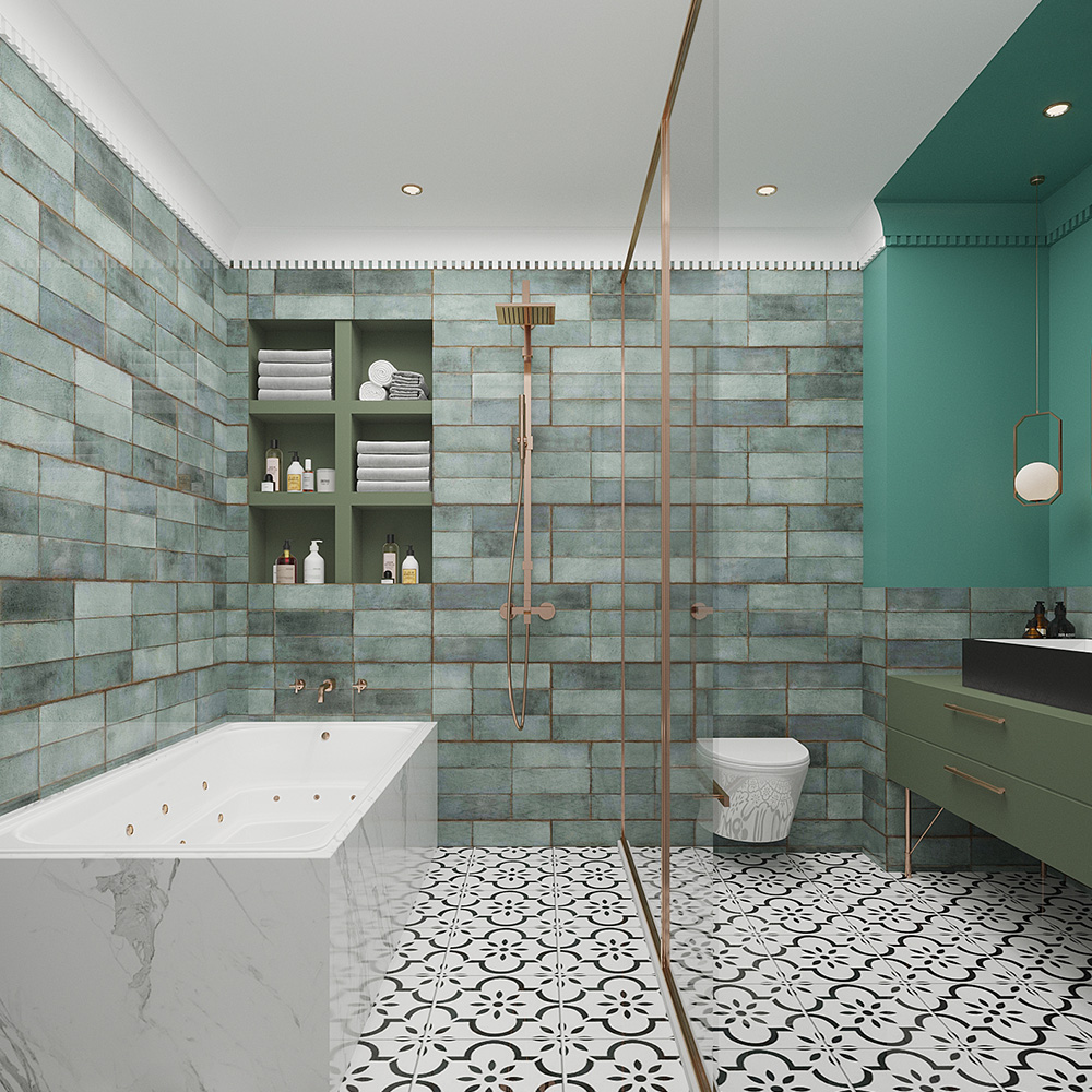 Bien Juno Emerald Gloss Ceramic Wall Tile 300 x 900mm 6 Pack Image 8