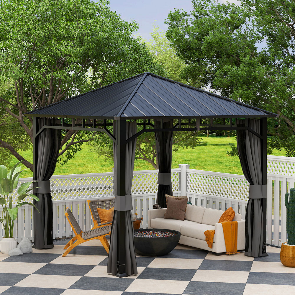 Outsunny 3 x 3m Black Galvanised Steel Hardtop Gazebo Image 3