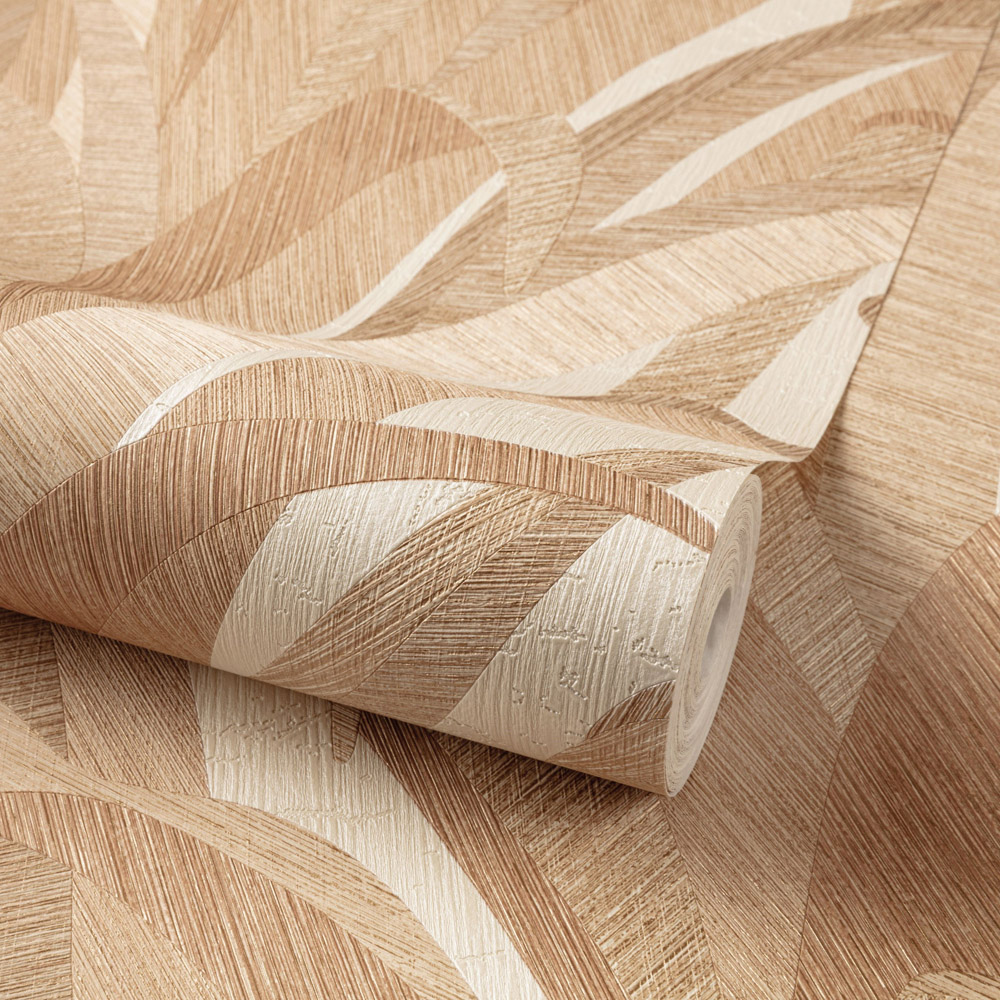 Grandeco Boutique Olivine Grass Leaves Embossed Rust Wallpaper Image 2